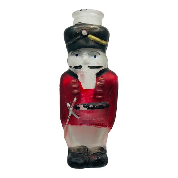 VINTAGE Toy Soldier Nutcracker Old World Christmas Red Glass Light Cover Single - Picture 1 of 7